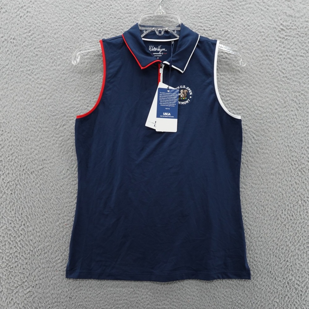 Walter Hagen Womens Navy 125th U.S. Open Oakmont Sleeveless Polo Shirt Small NEW